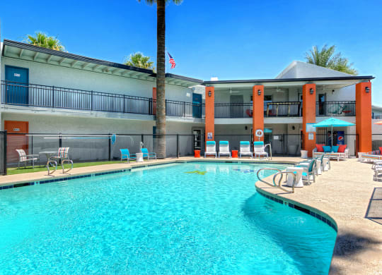The Icon on Central Apartments in Phoenix, Arizona Pool with Lounge Chairs