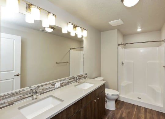 The Lakes at Eagle Model Bathroom with Walk-In Shower