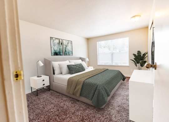 The Lucent Apartments in Tacoma, Washington Model Bedroom