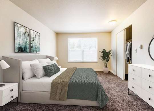 The Lucent Apartments in Tacoma, Washington Model Bedroom