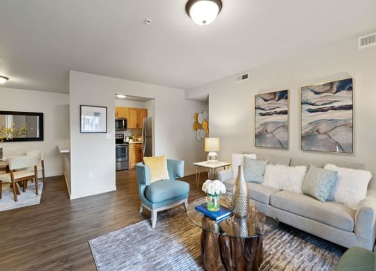  Living Room with View into Kitchen and Dining Room  at The Crossings at Chapel Hill, Pasco, WA, 99301