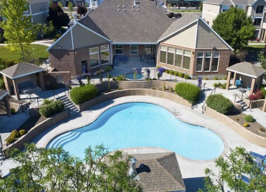 Aerial Pool View at The Crossings at Chapel Hill, Washington