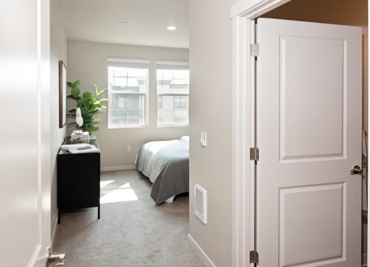 West End District Apartments in Beaverton, Oregon Model Bedroom with Attached Walk-In Closet