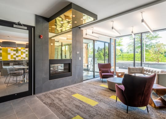 Lobby area at Park77 Apartments, Cambridge, MA