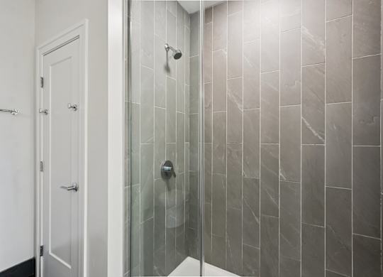 Bathroom with a shower at Park77 Apartments, Massachusetts