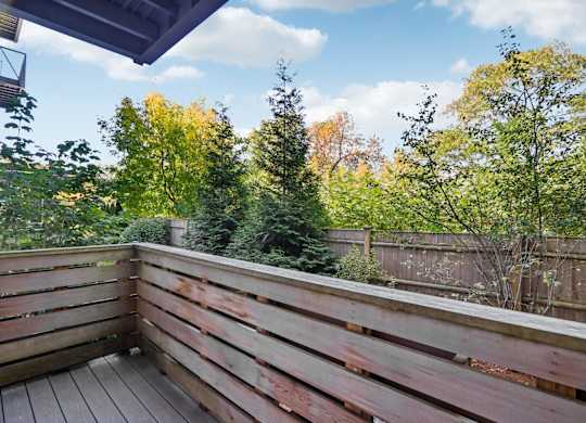 Wooden deck at Park77 Apartments, Cambridge, Massachusetts