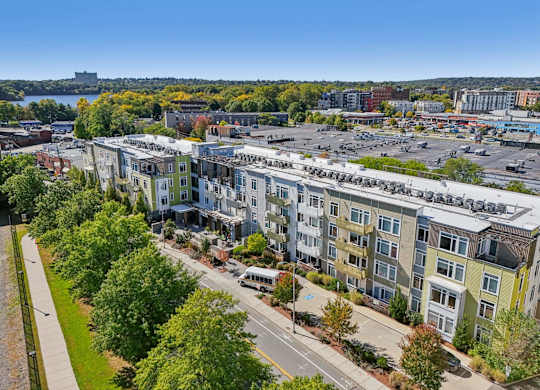 Aerial external view of the property at Park77 Apartments, Cambridge, MA