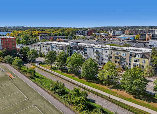 Aerial view of the property at Park77 Apartments, Cambridge, MA