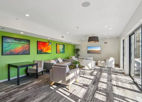 Modern community living room at Park77 Apartments, Massachusetts, 02138