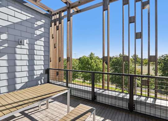Balcony with a bench at Park77 Apartments, Massachusetts, 02138