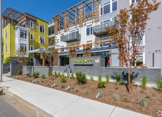 Building Entrance at Park77 Apartments, Massachusetts, 02138