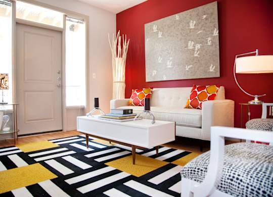Bright living room with direct street access