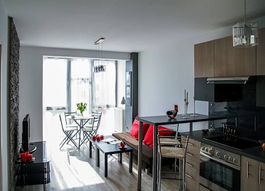 open concept kitchen and living room