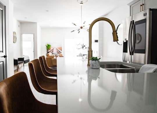 Modern kitchen with a long island