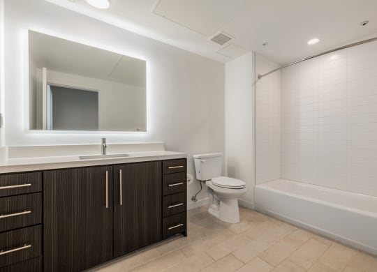 a bathroom with a toilet and a sink and a bath tub