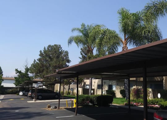 Asigned covered parking at Teton Pines Apartments in Escondido, California.