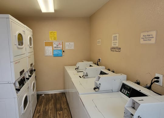 On-site laundry facility at Lakeshore Terrace Apartments in Lakeside, California.
