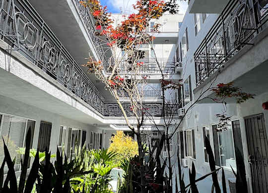 Central courtyard at The Carlton in Hollywood, California.