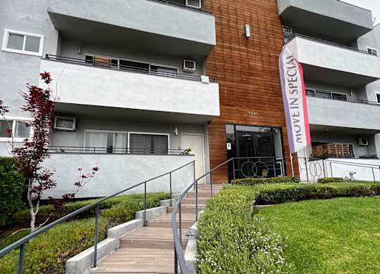 Front steps to The Carlton Apartments in Hollywood, California.