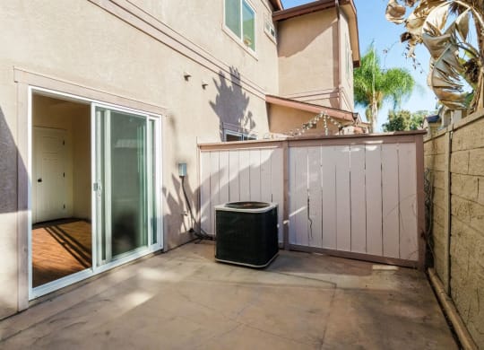 Private porch at The Nines Townhomes in Escondido, California.