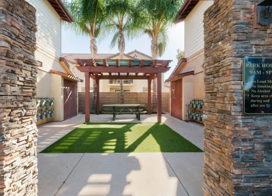 Community area at The Nines Townhomes in Escondido, California.
