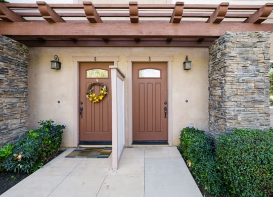 Units 5 and 6 entrances at the Nines Townhomes in Escondido, California.