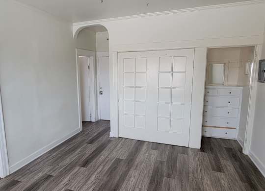 Studio apartment at the Western at Rosewood apartments in Los Angeles, California.