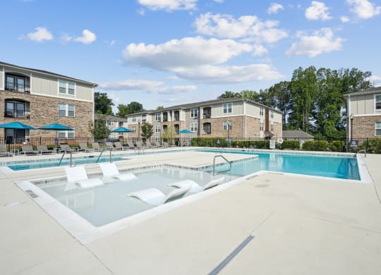 the preserve at ballantyne commons pool and apartment buildings