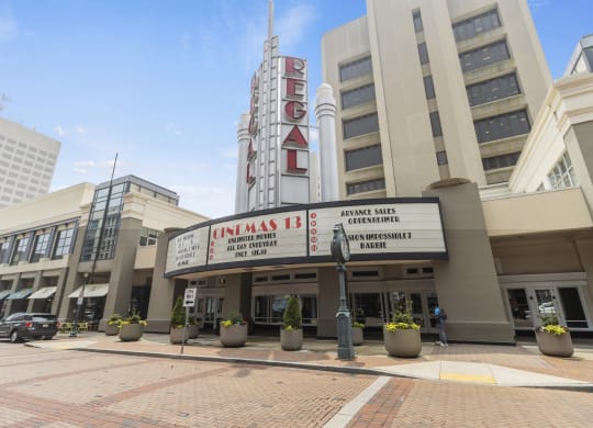 a view of the front of the universal studios los angeles theater building in downtown los angel