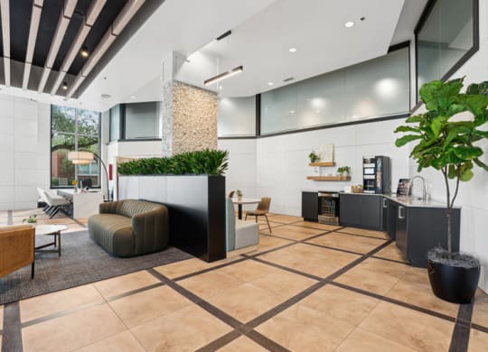 the lobbies of the buildings are spacious and inviting