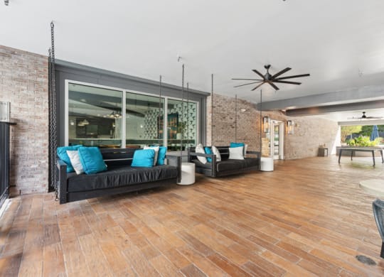 the living room is open to the dining room and kitchen