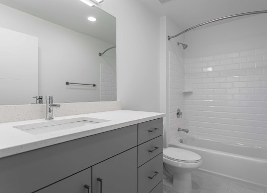 a bathroom with a sink and a toilet and a tub