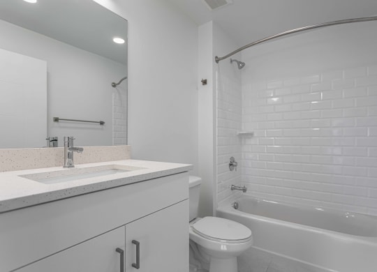 a bathroom with a sink and a toilet and a tub