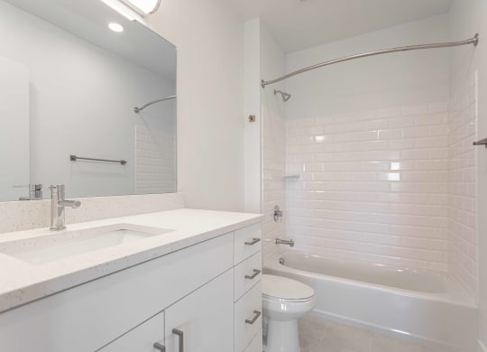 a bathroom with a sink and a toilet and a tub
