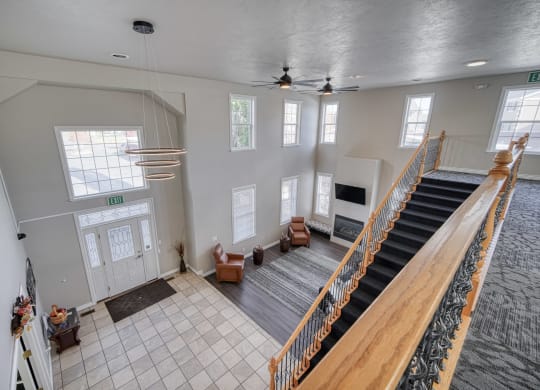 a view of the lobby from the second floor