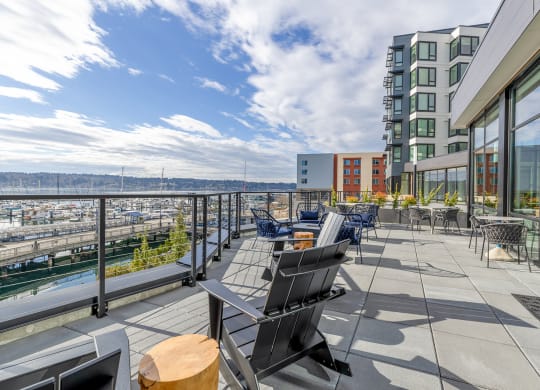 City and Waterfront views from the rooftop terrace  at Marina Square, Washington
