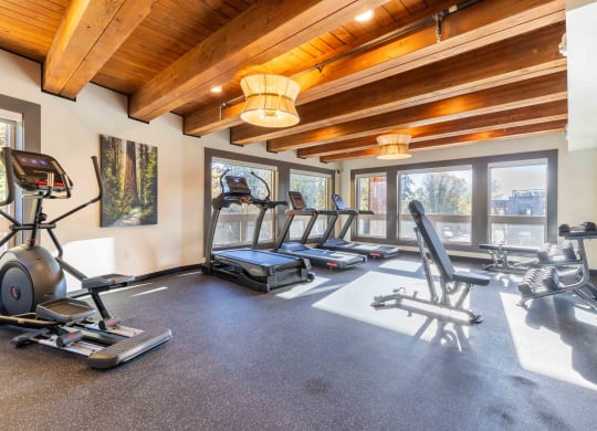 the gym has plenty of equipment for the residents to use at Rivulet, Silverdale Washington