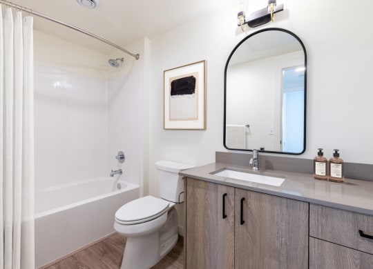 a bathroom with a sink toilet and a bath tub at Rivulet, Silverdale Washington