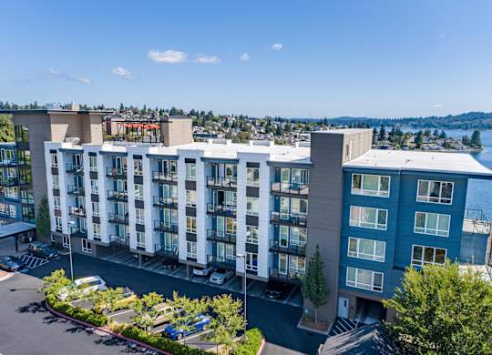an aerial view of an apartment building at Spyglass Hill Apartments, Bremerton, WA 98337