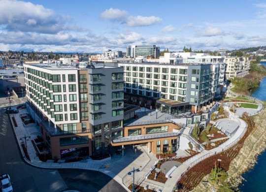 Drone View Of Community at Marina Square, Washington, 98337