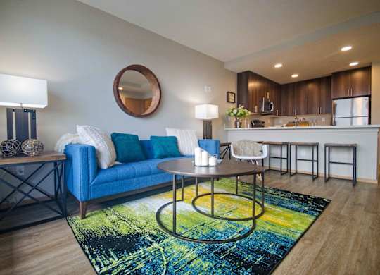 Living Room and kitchen at Spyglass Hill Apartments, Bremerton, WA