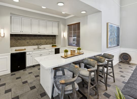 resident kitchen and social area at Bridgeport Ranch apartments