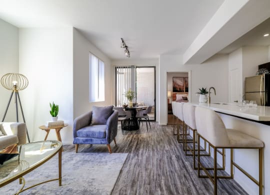 spacious kitchen and living area at Avora luxury apartments