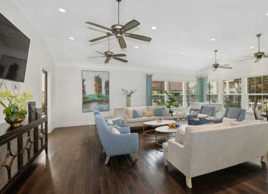 social lounge and conversation area with comfortable seating at Retreat at Wylie senior 55+ apartments