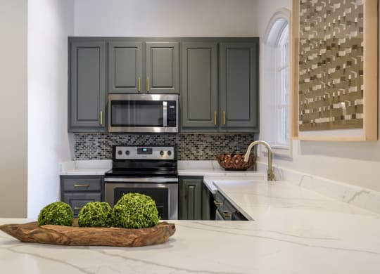 resident demonstration kitchen at Stoneleigh on Spring Creek apartments
