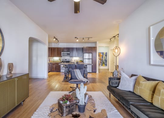 open concept kitchen and living area at The Pradera luxury apartments