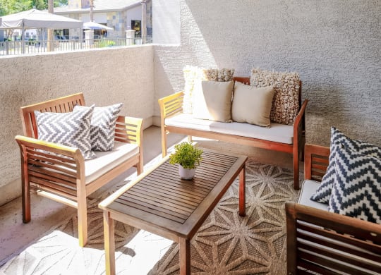 spacious patio at Avora luxury apartments