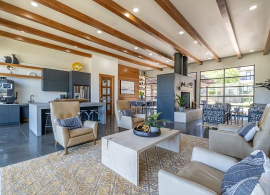 social lounging area with plenty of conversation areas at The Pradera apartments