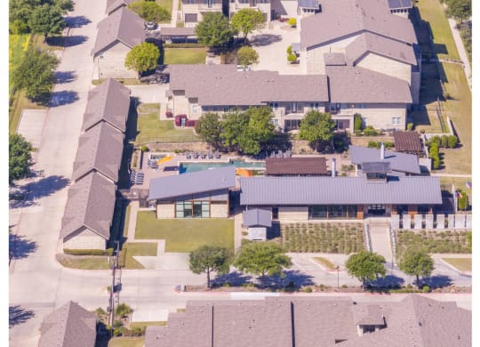 aerial view of The Pradera luxury apartments in Richardson, TX