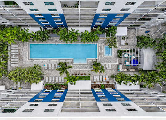 aerial view of the swimming pool at Berkshire Lauderdale by the Sea luxury apartments